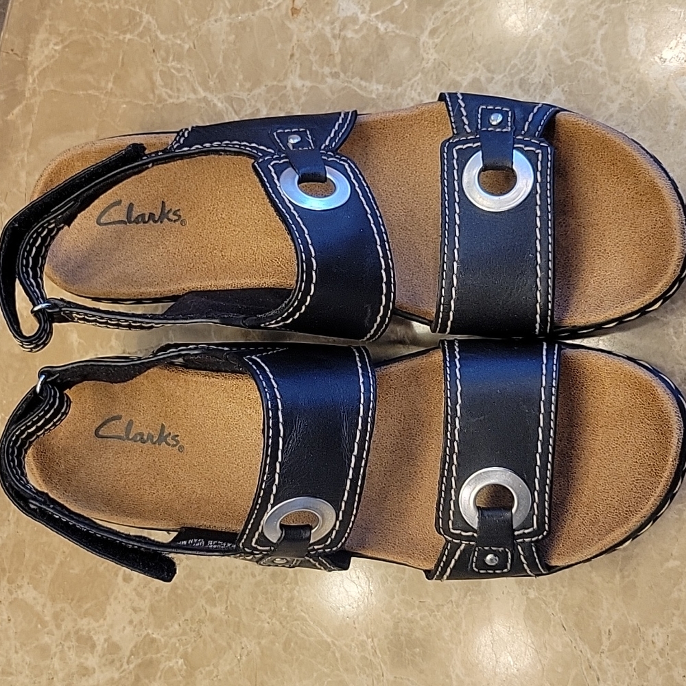 Clark's Black Velcro Strappy Sandals,  Sz 8M